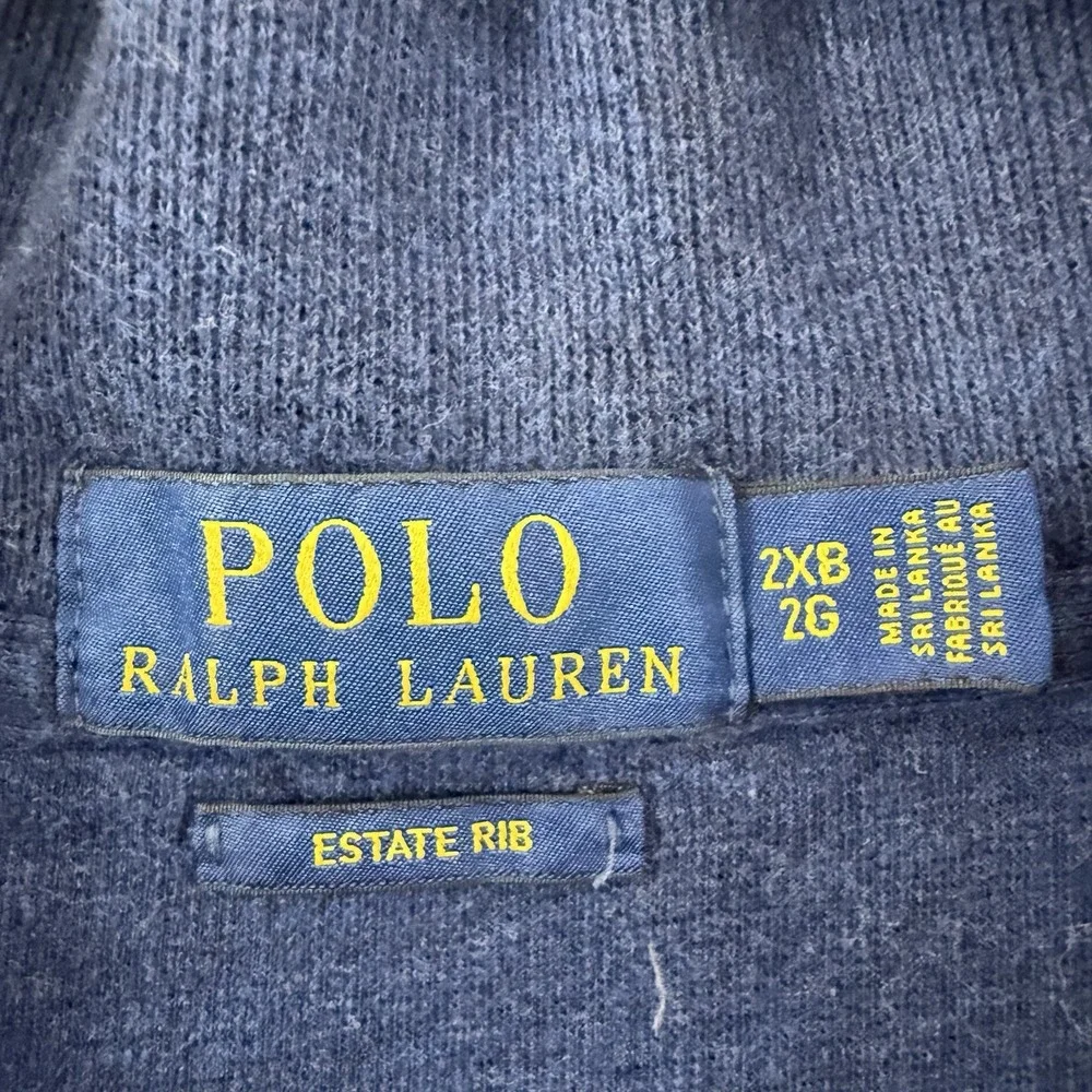 Polo Ralph Lauren Sweater Men L Blue Estate Rib 1/4 Zip Pullover Grandpacore